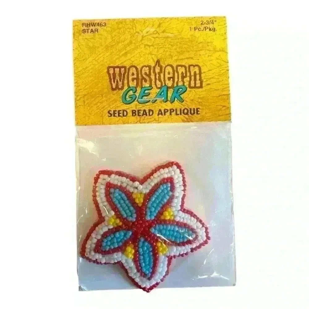 Lot of 5 Western Gear seed beads appliqué patches